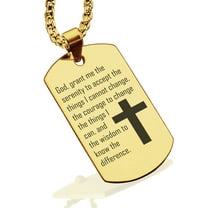 Stainless Steel The Serenity Prayer Dog Tag Pendant Necklace