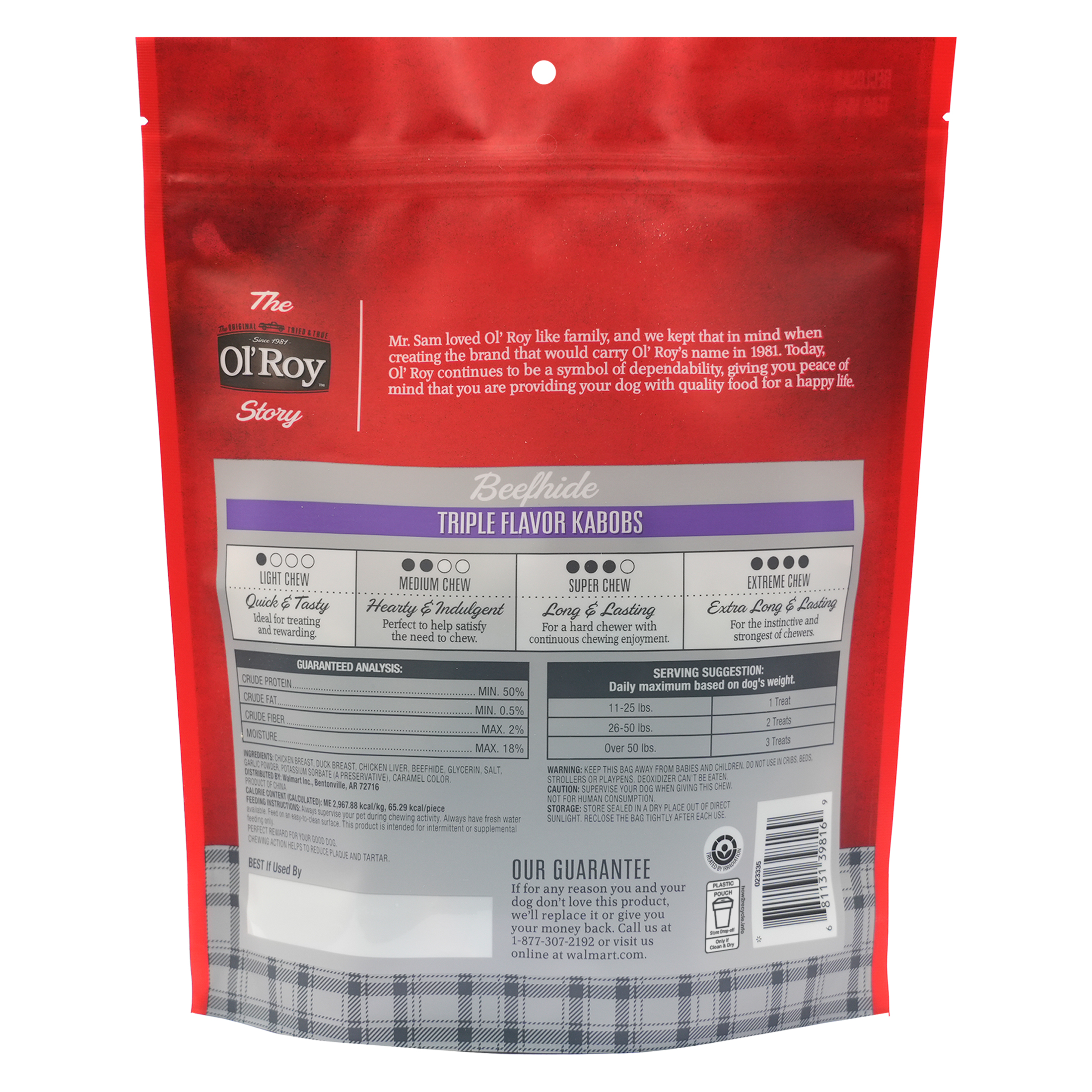 Ol' Roy Triple Flavor Kabobs Beef Hide Dog Chews, 24 oz photo 2