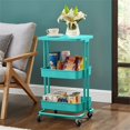 thumbnail image 2 of Alexent 2-Tier Table Top Plastic Storage Trolley Rolling Cart Organizer in Blue, 2 of 12