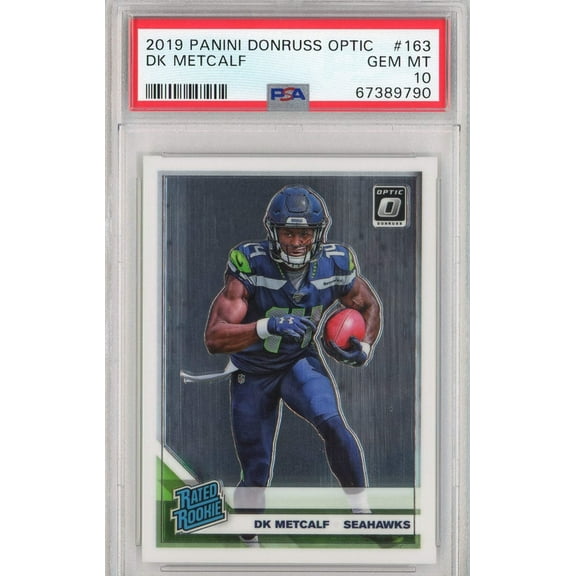 Graded 2019 Panini Donruss Optic DK Metcalf #163 Rookie RC Football Card PSA 10 Gem Mint