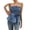 Blue, variant on Women's Strapless Knit Tube Top Casual Summer Bandeau Blouse with Ruffle for Beach Outings Black,L