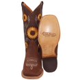 thumbnail image 2 of Women’s Square Toe Sunflower Embroidered Cowgirl Cowboy Leather Boots, 2 of 5