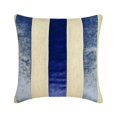 thumbnail image 1 of The HomeCentric Decorative Blue Pack of 2, 14x14 inch (35x35 cm) Pillow Covers, Velvet & Linen Patchwork Throw Pillows For Sofa, Striped Pattern Modern Style Easter - Velvet Band Blue, 1 of 5