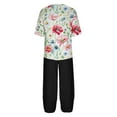 thumbnail image 5 of Nrmvnmi Women's Summer 2 Piece Outfits Casual Floral Prints Short Sleeve Pajama Tops Wide Leg Pants Lounge Sets Tracksuits Mothers Day Gifts, 5 of 5