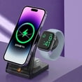 thumbnail image 4 of Soporte de carga rápida para i-Watch, cargador inalámbrico MagSafe para iPhone, soporte magnético transparente para AirPods, 3 en 1 tipo C, 4 of 4