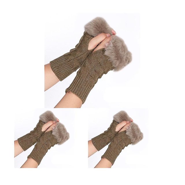 3 pares de guantes sin dedos guantes de medio dedo guantes de punto cálidos de invierno para trabajar correr andar en bicicleta conducir para hombres y mujeres