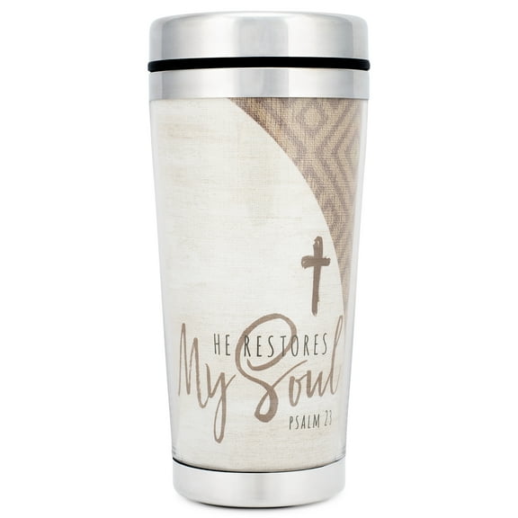 Dicksons He Restores My Soul Psalm 23 Scripture 16 Ounce Stainless Steel Travel Tumbler Mug