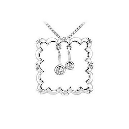 FineJewelryVault UBPD1820W14D-101 Diamond Frame Design Pendant : 14K White Gold - 0.25 CT Diamonds