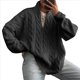 thumbnail image 2 of Suéteres de Otoño para Mujer, Jersey de Larga con Cremallera de un Cuarto, Jersey Informal Holgado con Cuello en V y Punto Gris XL, 2 of 7