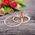 thumbnail image 2 of Bridal Set Oval Cut Gemstone 1.75 Carat Morganite Engagement Ring Wedding Ring On 10k Rose Gold Anniversary Gift Glaring Staggering Ring, 2 of 6