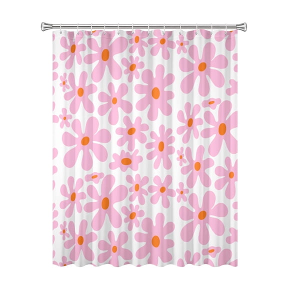 72x72 Inch Fabric Shower Curtain Waterproof Polyester, Daisy Floral Print