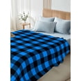 thumbnail image 4 of Full Size Flat Sheet Only, Black Blue Plaid Soft Brushed Microfiber Bed Sheets, Country Buffalo Checked Gingham Hotel Quality Breathable Bedding Top Sheet, Easy Care, 81"x96", 4 of 9