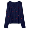 thumbnail image 4 of JIAYUE Outerwear Jacket For Women Heart Embroidered Long Sleeve Button Front Sport Style Knitted Cardigan Relaxed Fit For Elegant Jacket, 4 of 4