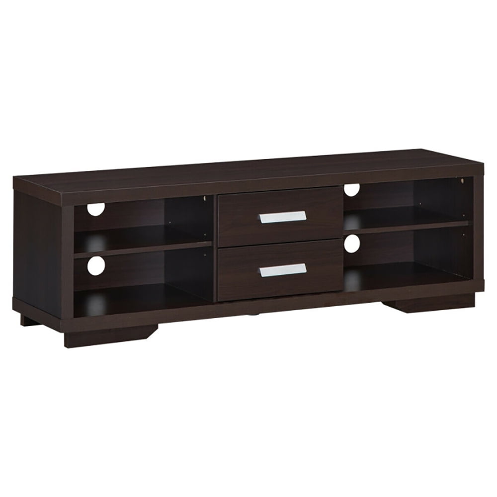 Finihen TV Stand, TV Cabinet, Modern TV Stand Entertainment Center with 2 Drawers and 4 Open Shelves, Media Entertainment Center with Storage, for Living Room, Bedroom, Brown