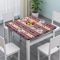 thumbnail image 3 of Boho Elastic Fitted Tablecloth - Square Table Cover with Snug Fit, Windproof & Wrinkle-Free - Floral Vintage Tribal Folk Style for Outdoor Picnic, Dining (34x34 Inches), 3 of 5