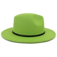 thumbnail image 5 of Unisex Fashion Wide Wool Belt Flat Top Fedora Hat Party Church Hats Cap, 5 of 6