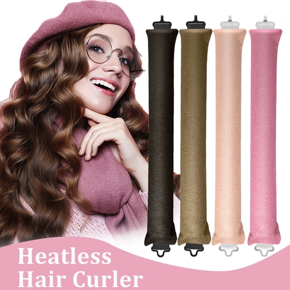 Tivlon Heatless Hair Curls for Girls & Women, No Heat - No Perm - No Damage to Hair - Overnight Curls Blowout, 4PCS Heat Free Flannel Curlers