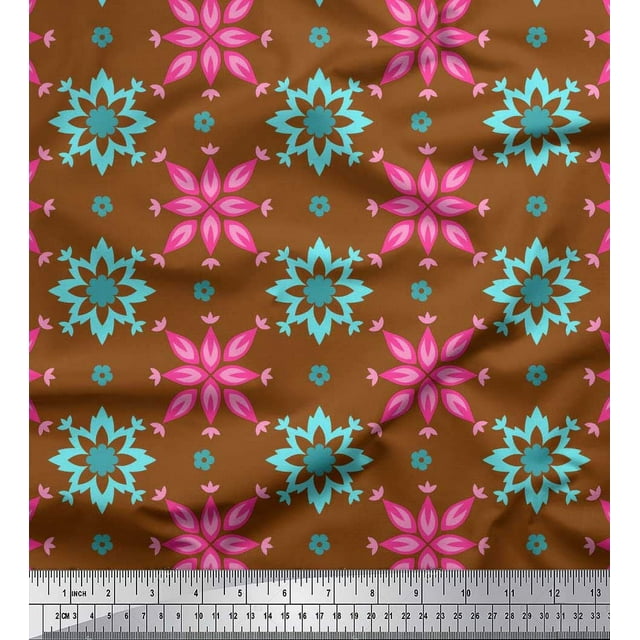 Soimoi Tissu Poly Georgette Décor Floral Artistique Tissu Imprimé au Mètre 42 Pouces de Large