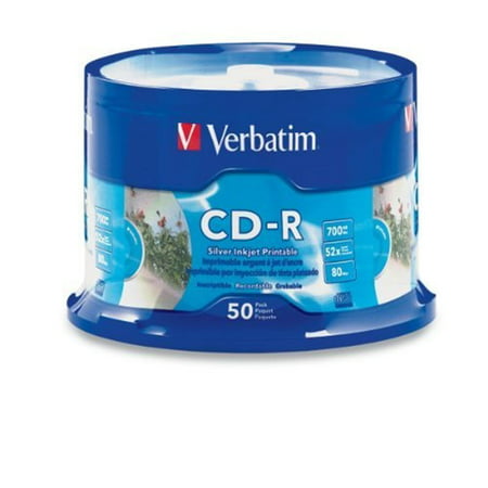 Verbatim 95005 50-Disc 52x Silver Inkjet Printable CD-R