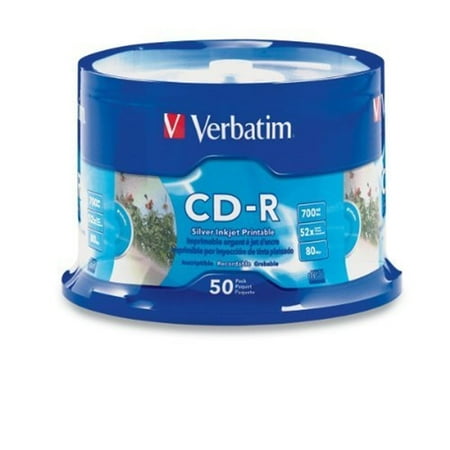 Verbatim 95005 50-Disc 52x Silver Inkjet Printable CD-R (Best Cd R Discs)