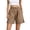 Khaki, variant on Women's Cotton Casual Shorts Solid Color Elastic Waist Loose Fit Walking with Pockets Summer Beach Shorts