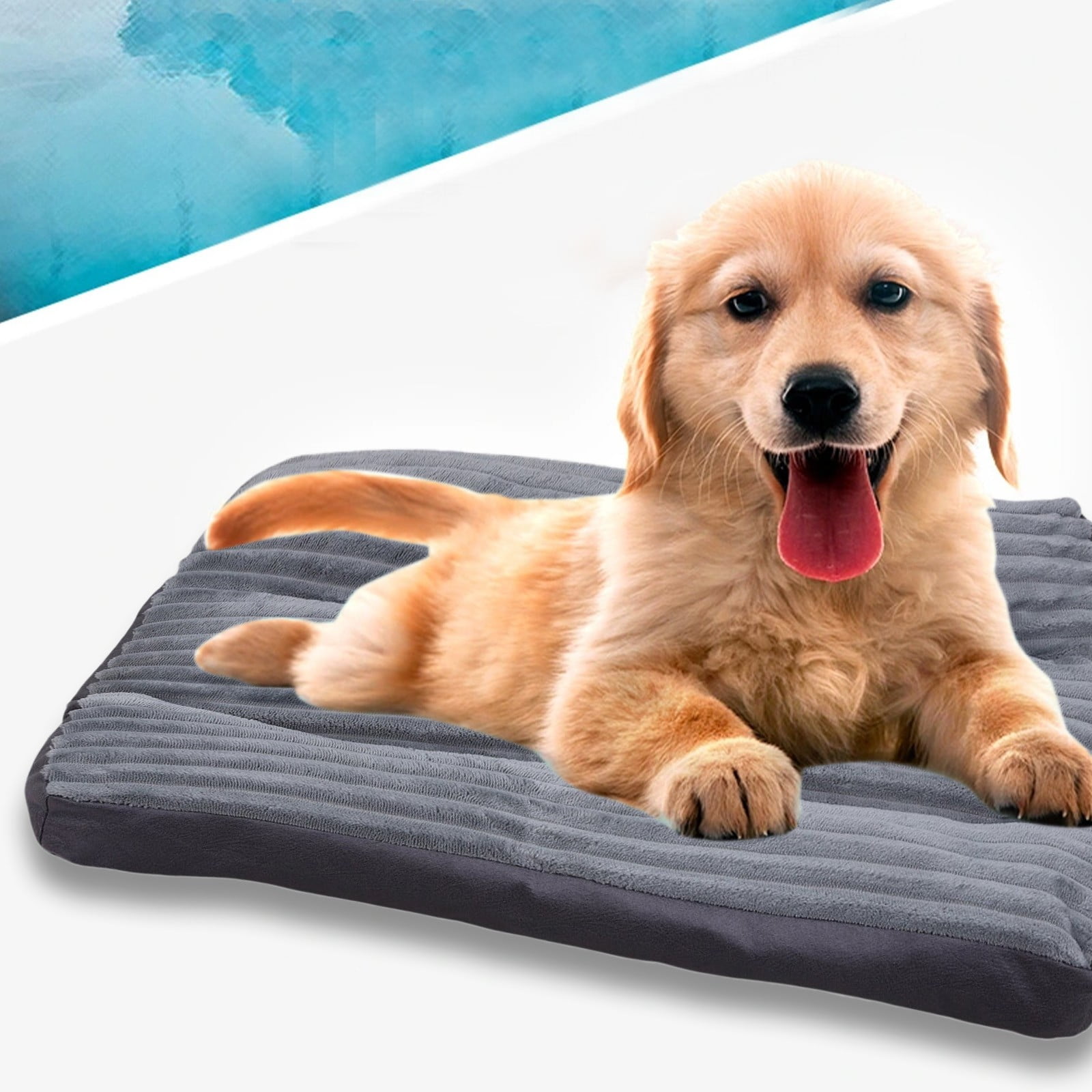 Bfogop Washable Dog Bed Deluxe Plush Dog Crate Beds Comfy Kennel Pad Anti-Slip Pet Sleeping Mat Portable Kennel Pad, Lightweight Travel Flat Pet Beds for Indoor& Outdoor Dogs 23 x18.5 in