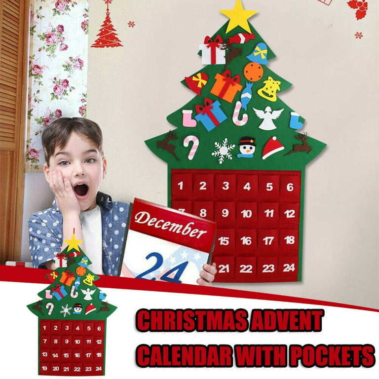 New Reusable Christmas Decorations Large Felts Christmas Advent Calendar  with Pockets - Walmart.com