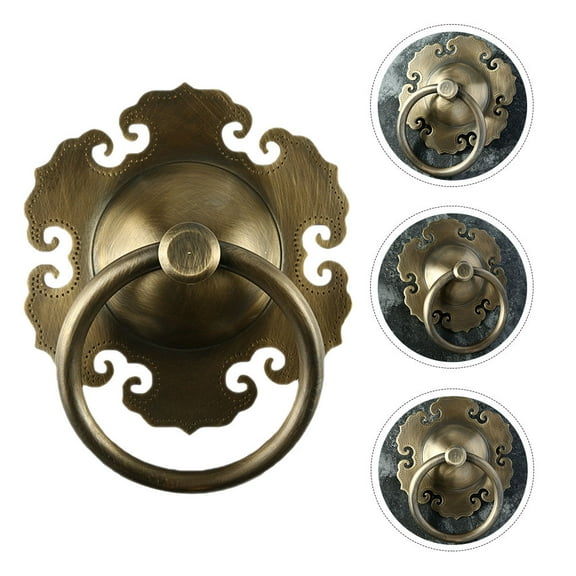 WHAMVOX 1 Pc Chinese Style Door Handle Retro Door Knocker Antique Brass Door Pull Ring