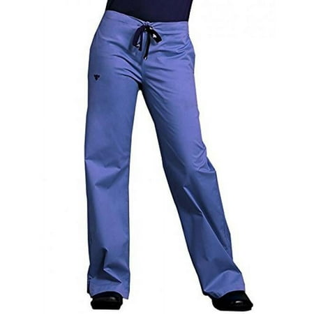 Med Couture Women's Signature Drawstring Straight Scrub Pant, Ceil/Navy, X-Large Tall