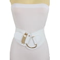 thumbnail image 5 of Women White Elastic Waist Hip Belt Gold Metal Hook Buckle S M, 5 of 11