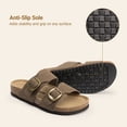 thumbnail image 3 of DREAM PAIRS Women’s Slide Sandals with Genuine Leather Footbed Adjustable Double Buckle Slip-On Flat Sandals with Arch Support, 3 of 7