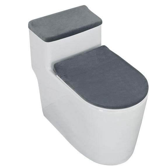 Mictong Bathroom Toilet Lid & Tank Covers Set, Soft And Elastic Plush Toilet And Water Tank Cover, Suitable For Household Use Toilet Seat Cover And Water Tank Cover, 1 Set, Dark gray