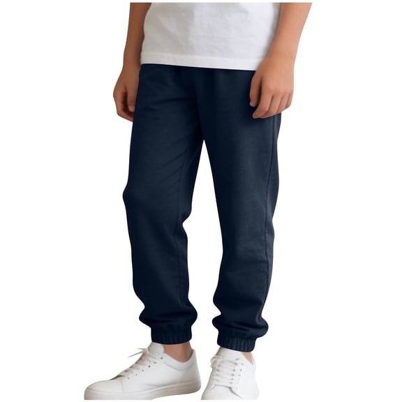 Zpanxa Kids Basic Jogger Pants Solid Color Sweatpants Elastic Waist Casual Athletic Trousers Pants for Boys