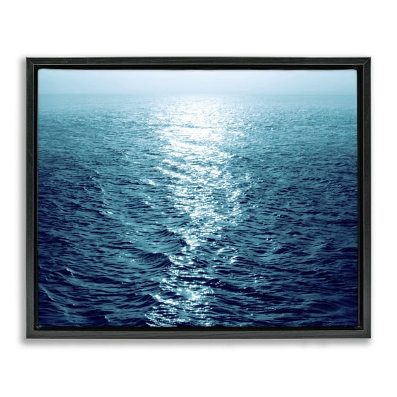 Stupell Industries Sun Reflected Ocean Ripples Landscape & Nature Photography Black Floater Framed Canvas Art Print Wall Art, 21 x 17