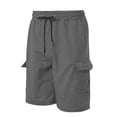 thumbnail image 6 of Busydd Men Cargo Shorts Solid Color Knee Length Summer Shorts Casual Elastic Waist Drawstring Mens Hiking Shorts with Pockets 2XL, 6 of 9