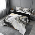 thumbnail image 2 of meiyoeat Modern Marble Art Queen Comforter Set For Women Men,Abstract Swirl Design Comforter Sets Queen For Adults,Black Reversible,3-Piece, 2 of 7