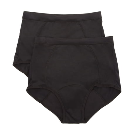 Women's Bali DFS064 Light Leak Protection Brief - 2 Pack (Black L)