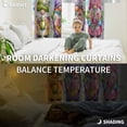 thumbnail image 3 of Watercolor Floral Gnomes Blackout Curtains for Bedroom, Spring Flowers Butterflies Grid Thermal Insulated Kitchen Drapes with Grommets, Light Blocking Window Treatment, 2 Panels 42" x 84", 3 of 7