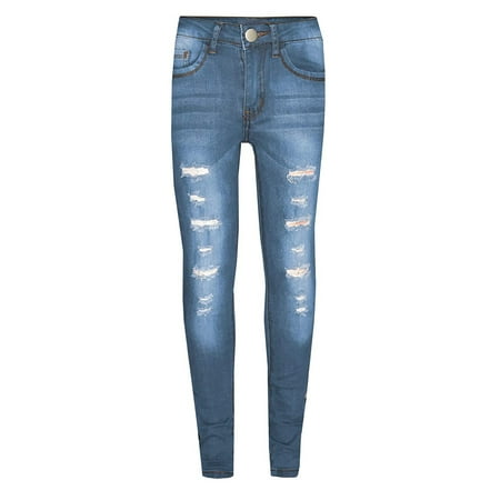 

Oalirro Clearance Deals Clearance 3-13 Years Old Children S Fashion Tight Hole Pocket Button Zipper Long Jeans