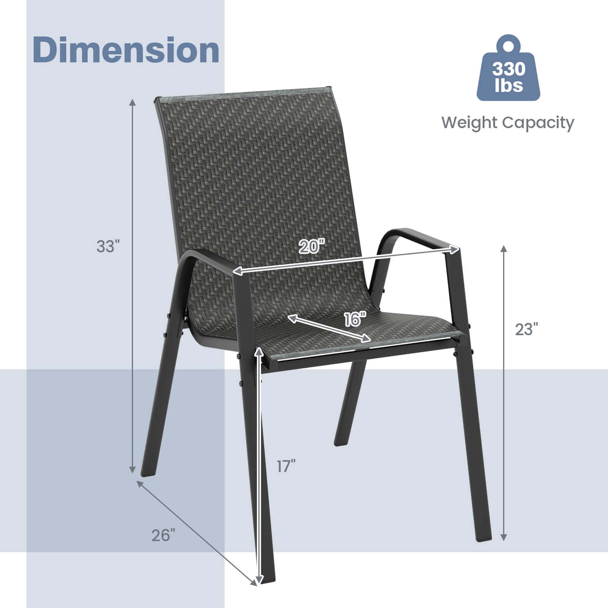 Costway Patio Rattan Chairs Set of 4 Stackable Dining Chair Set with Wicker Woven Backrest