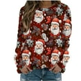 thumbnail image 7 of asdoklhq Flannel Shirt Women Winter Christmas Printed Fashionable Casual Long Sleeved Round Neck Pullover Top Wine XL, 7 of 7