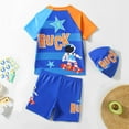 thumbnail image 6 of Gelikeya Kids Bathing Suits Size 5-6 Swimsuits Short Sleeve Kids Bathing Suits Boys Rash Guard Sets with Hat 3 Piece (Toddlers, Z10 Multicolour, 5-6 Years), 6 of 8