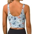 thumbnail image 4 of Goofa Cute Chameleons On Blue Printed Sports Bras for Women, High Impact Running Bra Workout Crop Tank Tops Longline Sports Bra Push up-, 4 of 9