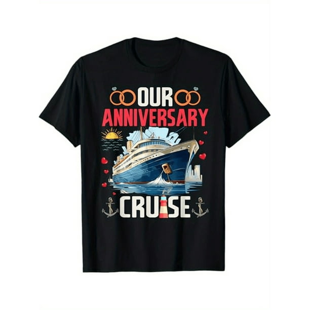 Camiseta divertida de algodón 100 % negra, tallas S-XXXL, con temática de aniversario, crucero, pareja, marido y mujer, para viaje de verano, ideal para el tiempo libre.