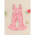 thumbnail image 4 of Nygoyerh Toddler Little Girls Sweet Bell Bottom  Jumpsuit Flower Print Sleeveless Tie-Up Straps Romper Pants 6M 12M 18M 24M 3T 4T Kids Cute Summer Flare Overalls, 4 of 8