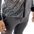 thumbnail image 5 of Mens Sparkly Sequin Shirt 70s Costumes Button Front Shirt Party Sheer Mesh Long Sleeve Shirt Tops (Silver,L), 5 of 5