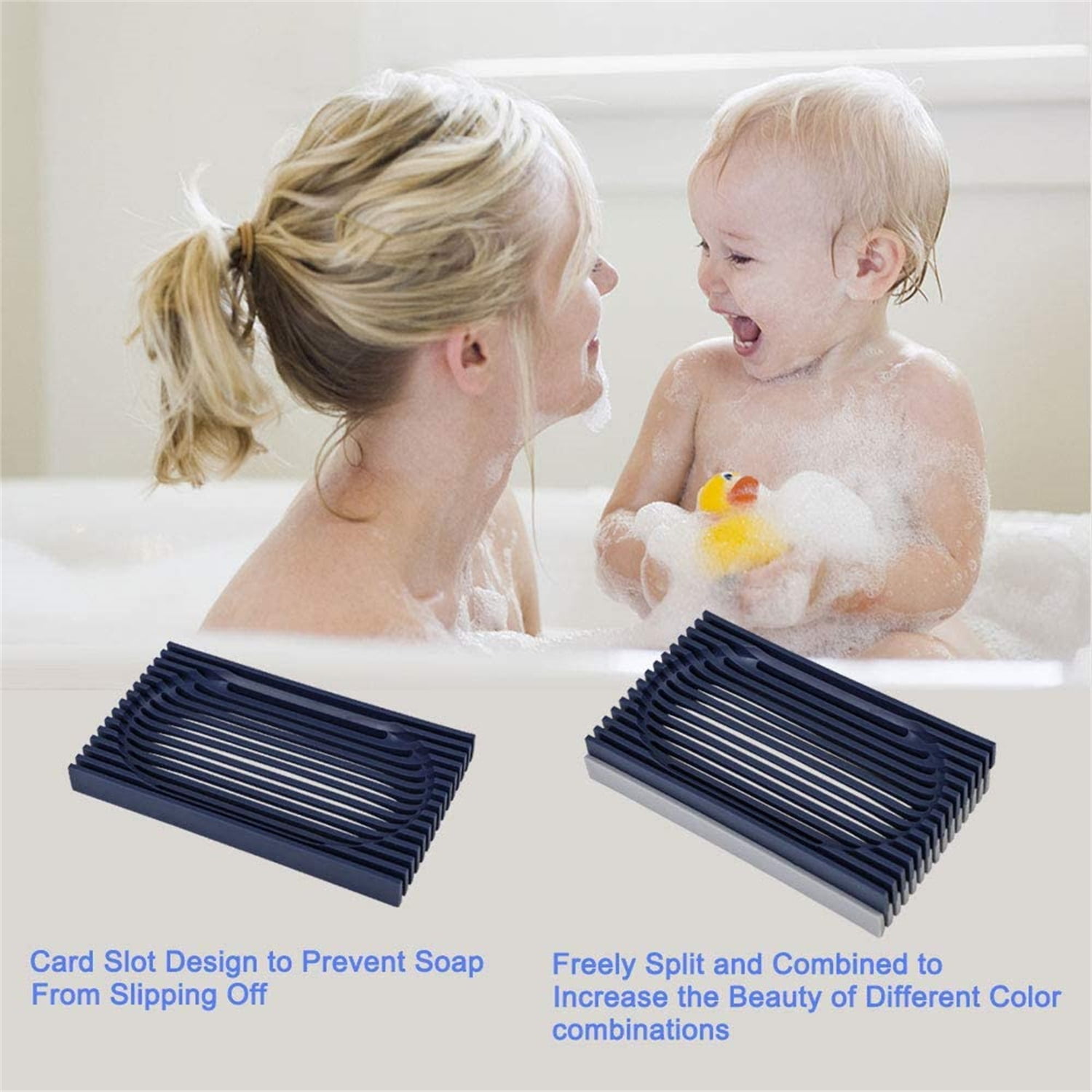 2Pcs Soap Dish, Waterfall Soap Tray, Soap Saver Soap Holder for Bathroom, Kitchen