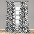 thumbnail image 5 of Ambesonne Black White Curtains, Thick Thin Lines Tile, Pair of 28"x84", Black and White, 5 of 5