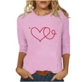 thumbnail image 2 of Avrnliq Womens Pink Valentine's Day Heart Print Top Romantic Love Heart Holiday Outfit Cute Casual Top for Ladies Date Night Party Galentine's Day Wear,Size XL, 2 of 5