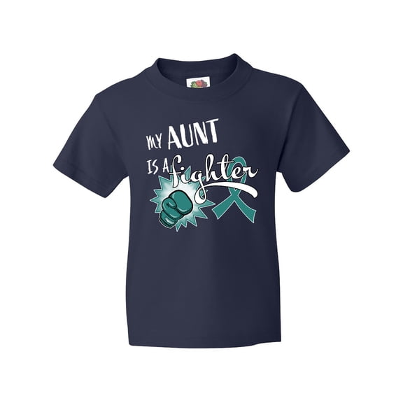Inktastic Ovarian Cancer Awareness My Aunt is a Fighter Youth T-Shirt